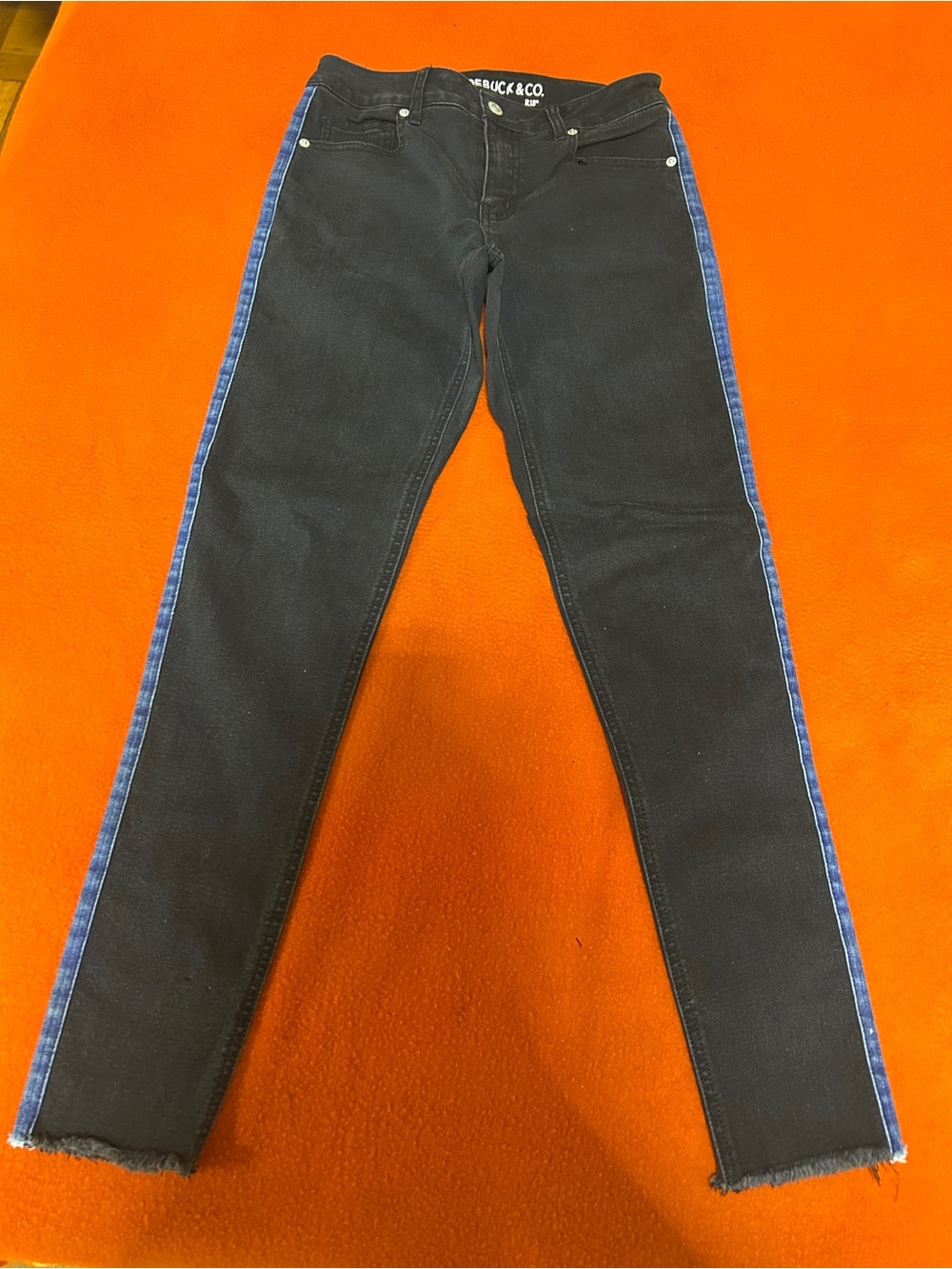 Women’s Black Skinny Jeans with Blue Side Stripe